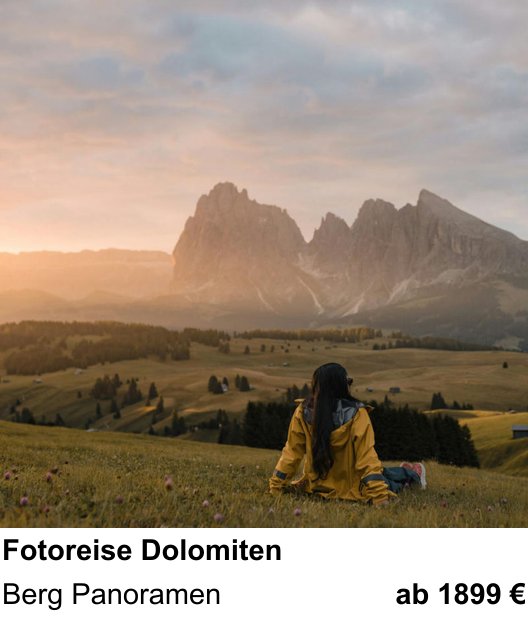 Kompositorischer Fotokurs – Fotoreise Dolomiten und Berg Panoramen